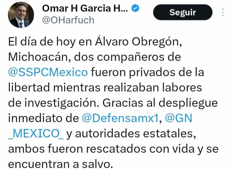 Anuncia gobierno federal captura de tres involucrados en privación ilegal de dos agentes de la SSPC