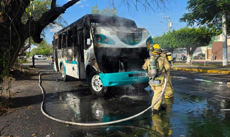 Se registra incendió de camión del transporte público en Zamora