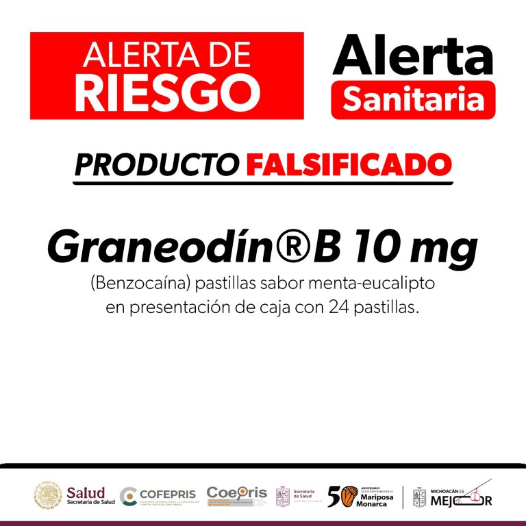Alertan sobre falsificación de medicamento Graneodín®️B 10 mg