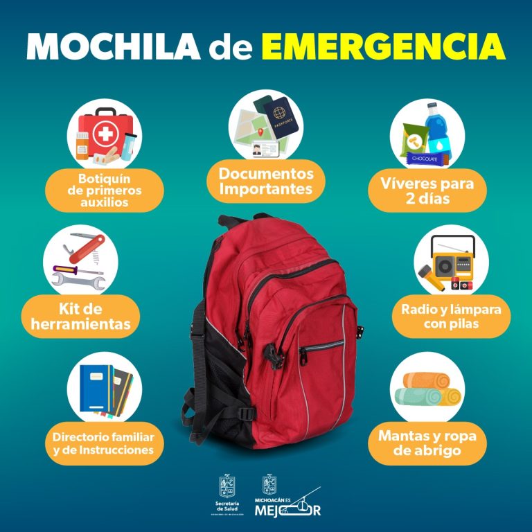 Indispensable contar con una mochila de emergencia ante desastres naturales