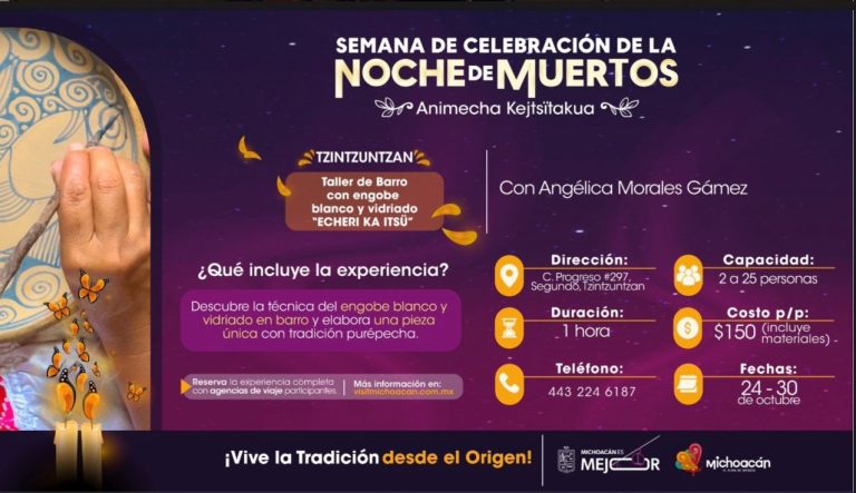 Taller de barro blanco en esta Semana de Celebración de Noche de Muertos