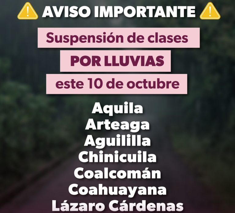 Suspensión de clases en siete municipios de la Sierra-Costa por lluvias