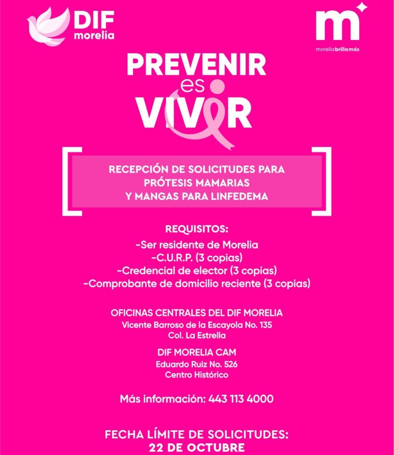 Abre DIF Morelia solicitudes de apoyos gratuitos a mujeres con cáncer de mama