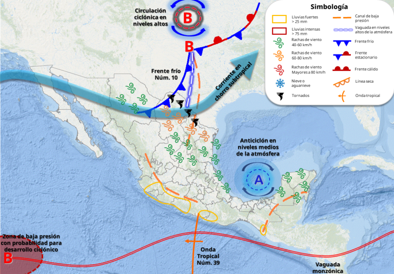 Canal de baja presión motivaría lluvias en el oeste y costa de Michoacán