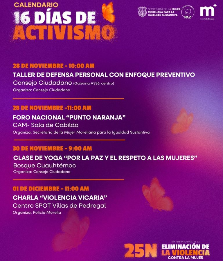 Gobierno de Morelia se une a los 16 Días de Activismo contra la Violencia hacia las Mujeres